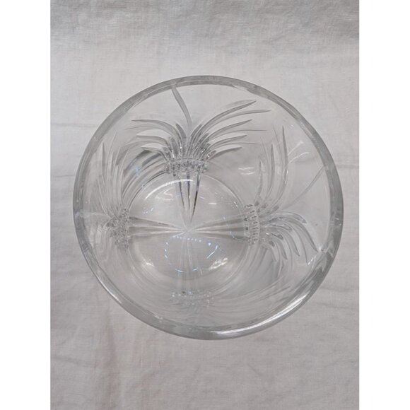 Vintage crystal biscuit jar cookie jar, lidded jar etched glass 8" tall - Picture 4 of 6